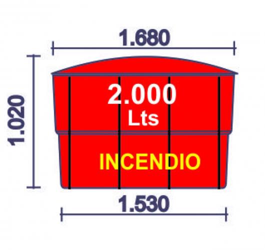 Tanque para incendio 2000 litros basico reforzado