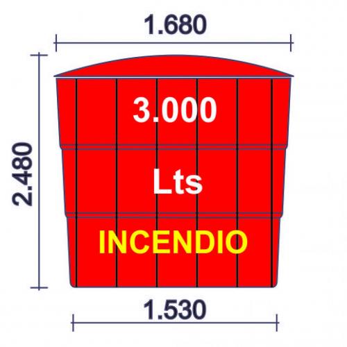 Tanque para incendio 3000 litros basico reforzado